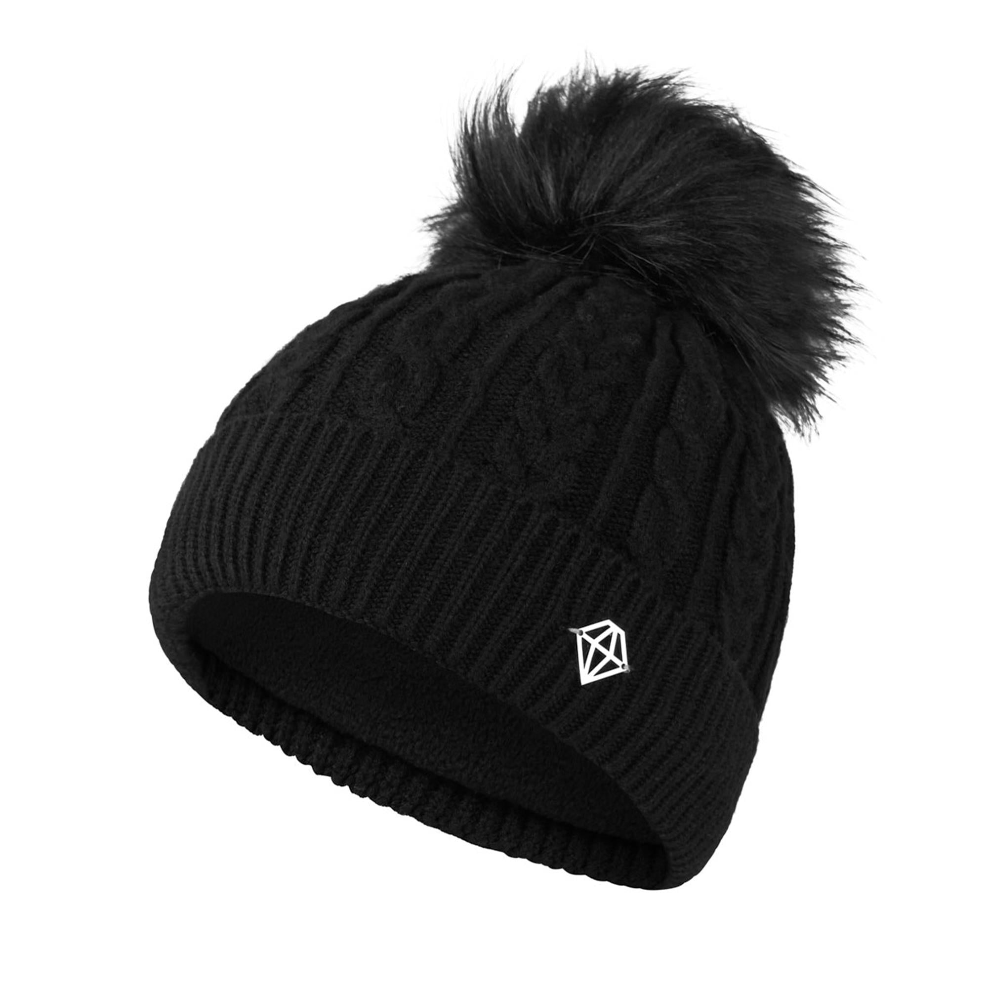 Pure Golf Suzie Waterproof Lined Ladies Bobble Hat Black